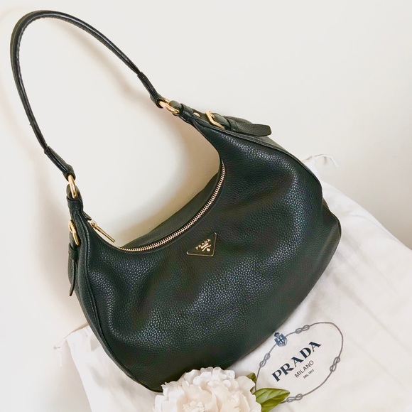 PRADA Black Leather Vitello Daino Large Hobo Bag - Picture 2 of 9